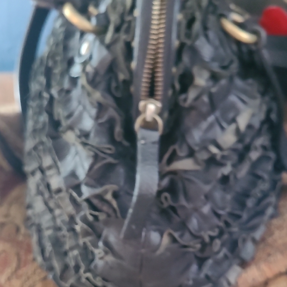 Moschino Black Leather Ruffle  Bag Wth Dust Bag​ - Picture 6 of 11